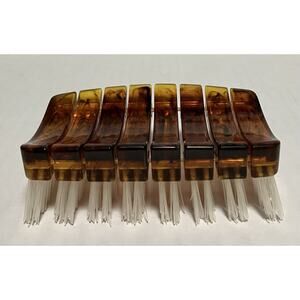 Vintage Stanley Lucite Brush Flexible Back Amber Tortoise Shell Pattern HTF